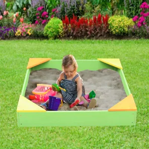 100% Eco Rot Resistant FSC Cypress Montessori Wooden Sandpit | Base Liner | Waterproof Cover | 90 x 90cm