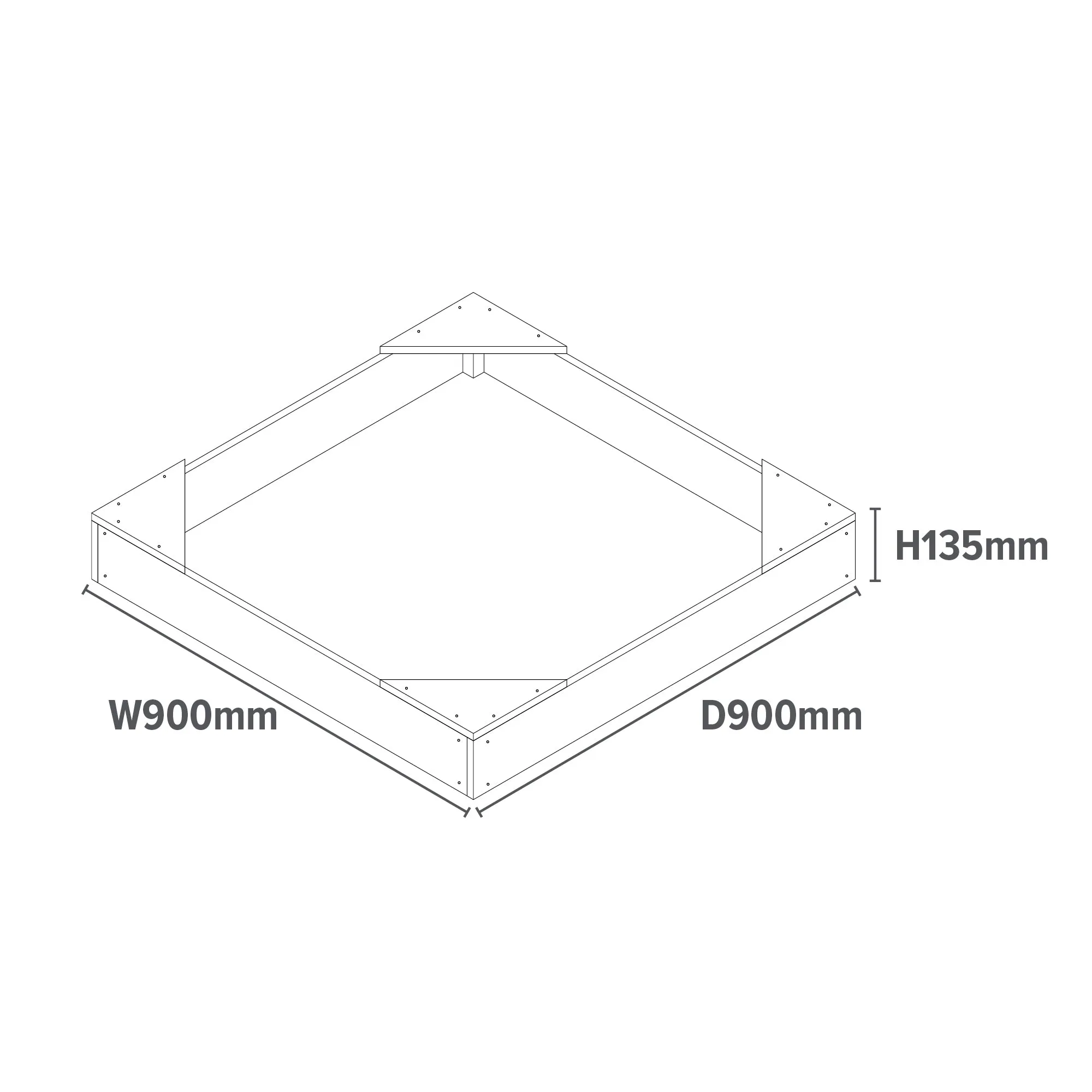 100% Eco Rot Resistant FSC Cypress Montessori Wooden Sandpit | Base Liner | Waterproof Cover | 90 x 90cm