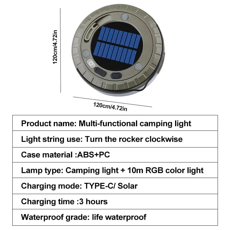 10m Solar String Lights for Camping & Outdoors