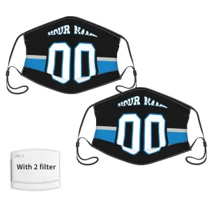 2-Pack Carolina Panthers Face Covering Football Team Decorative Adult Face Mask With Filters PM 2.5  Black