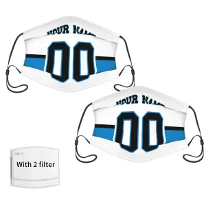 2-Pack Carolina Panthers Face Covering Football Team Decorative Adult Face Mask With Filters PM 2.5 White