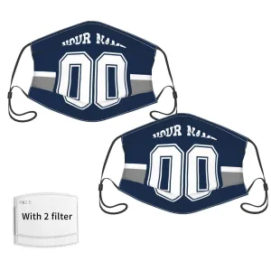 2-Pack Dallas Cowboys Face Covering Football Team Decorative Adult Face Mask With Filters PM 2.5 Navy