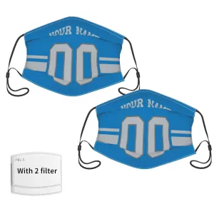 2-Pack Detroit Lions Face Covering Football Team Decorative Adult Face Mask With Filters PM 2.5 Blue