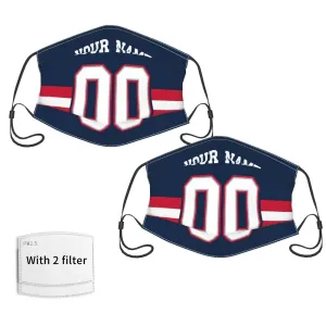 2-Pack New England Patriots Face Covering Football Team Decorative Adult Face Mask With Filters PM 2.5 Navy