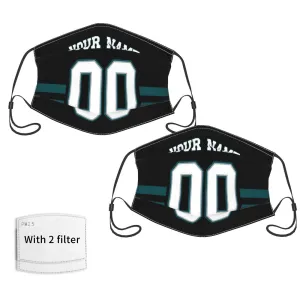 2-Pack Philadelphia Eagles Face Covering Football Team Decorative Adult Face Mask With Filters PM 2.5 Black