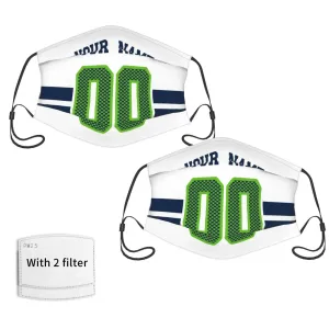 2-Pack Seattle Seahawks Face Covering Football Team Decorative Adult Face Mask With Filters PM 2.5 White
