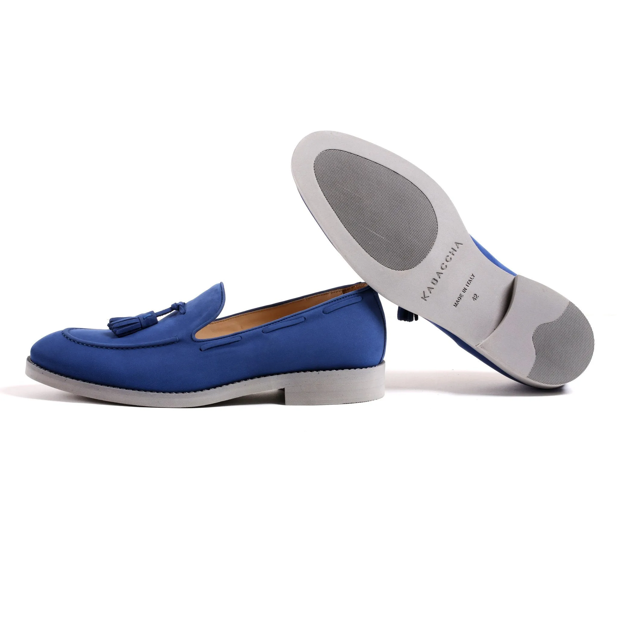 2017 Men's Suede Royal Blue & Grey Tassel Loafer