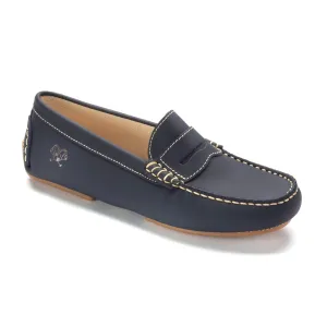 2460 - Navy Sahara with Beige Stitch Classic Penny Mocassin for Girls