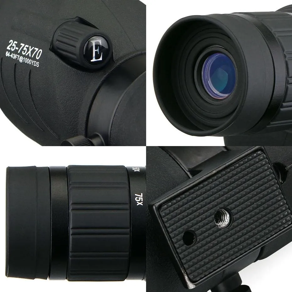 25-75x  70mm HD Spotting Scope (Black)
