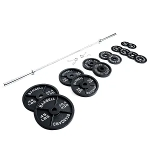 300 lb Cast Iron Olympic Plate   Bar Set