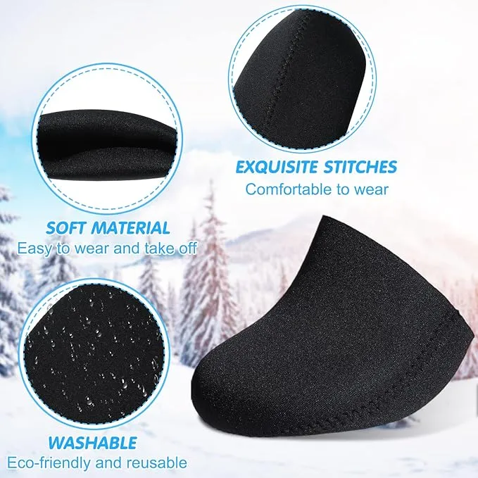 4 Pairs Neoprene Toe Covers Warmers Black Feet Warmers Thermal Toe Covers Wading Socks Camping Foot Warmers for Women Men Cycling Running Hiking Skiing Ice Baths Outdoor Winter Activities