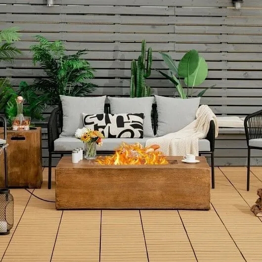 48 x 27 Inch Outdoor Gas Fire Pit Table 50 000 BTU with Lava Rocks and Cover - C