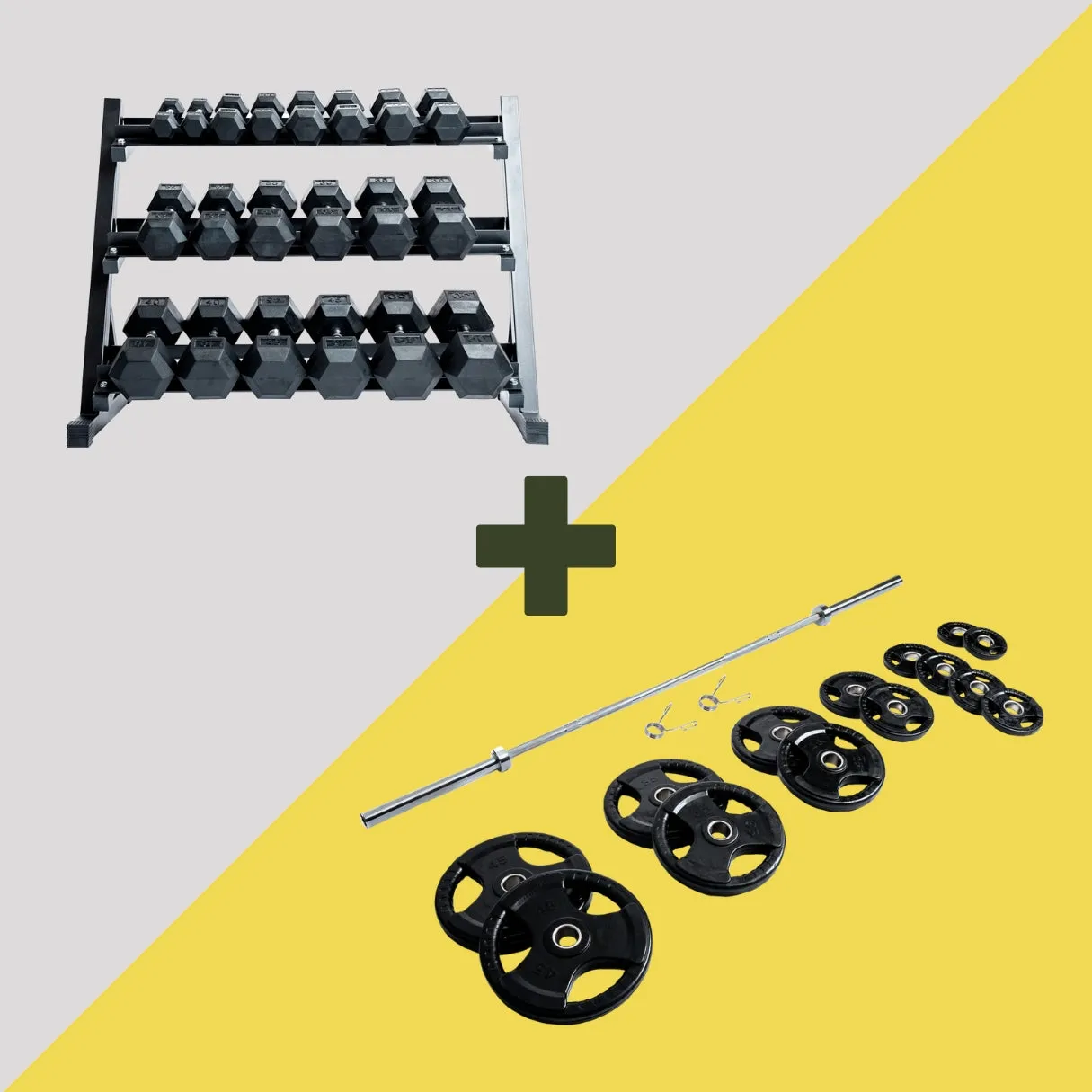 5-50 lb Dumbbell Set   300 lb Plate Set
