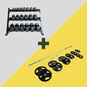 5-50 lb Dumbbell Set   300 lb Plate Set