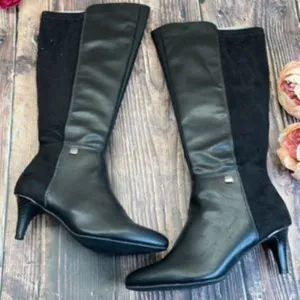 Alfani Black Manmade Hakuup Wide Calf Boots 8M