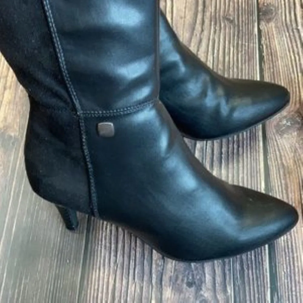 Alfani Black Manmade Hakuup Wide Calf Boots 8M