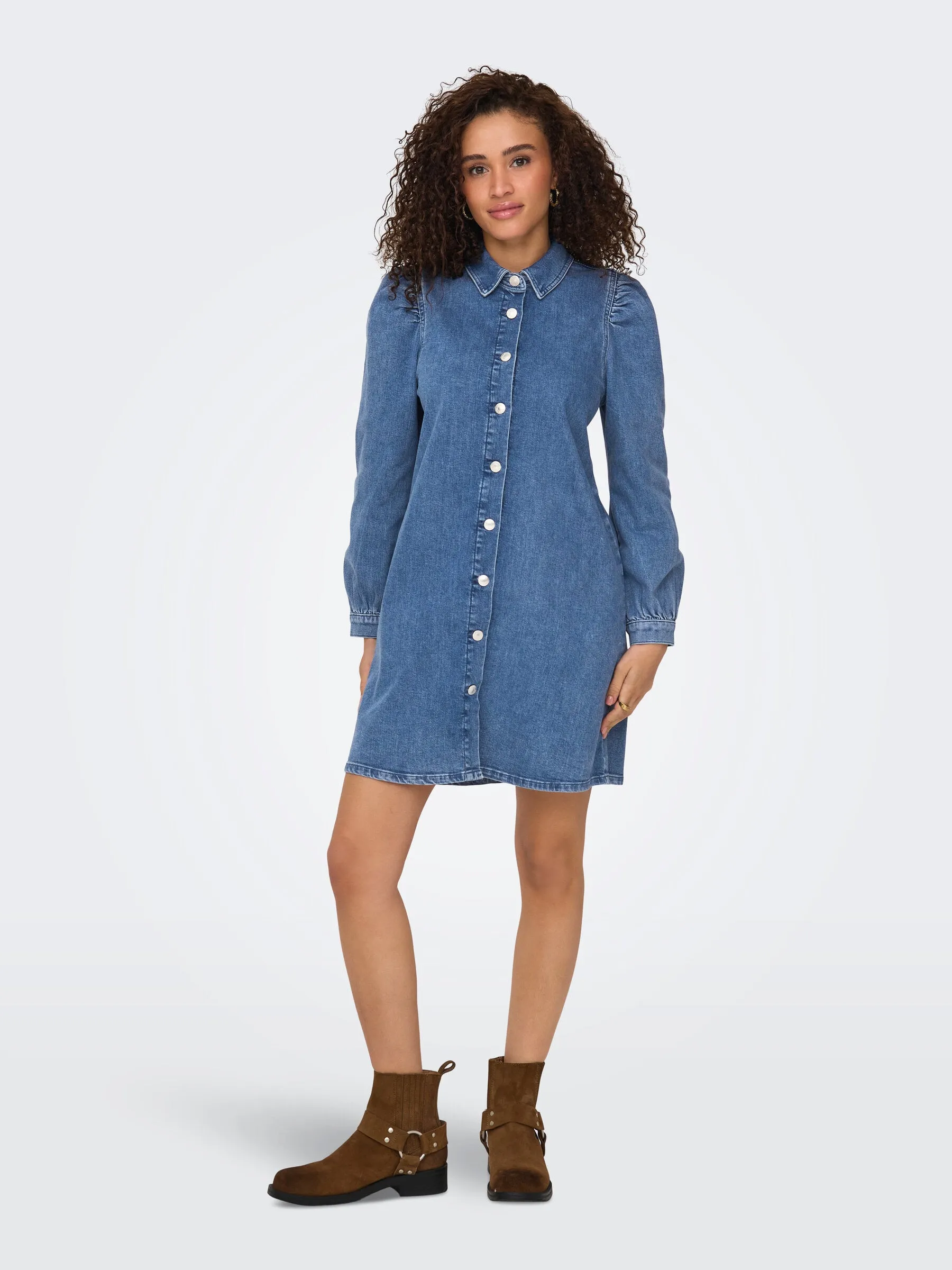 Alma Grey Denim Shirt Dress