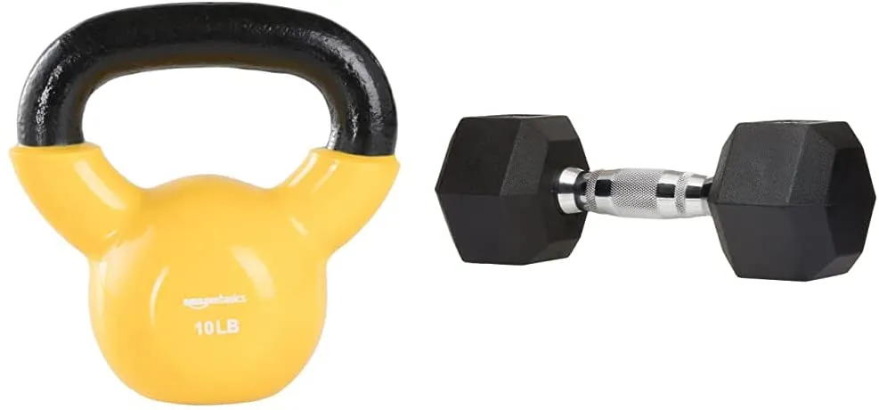 Amazon Basics Vinyl Coated Cast Iron Kettlebell Weight