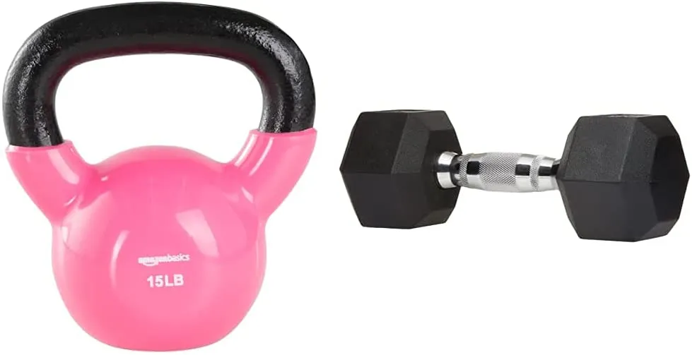 Amazon Basics Vinyl Coated Cast Iron Kettlebell Weight