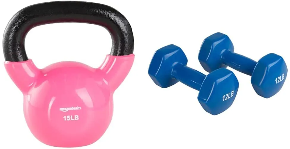 Amazon Basics Vinyl Coated Cast Iron Kettlebell Weight