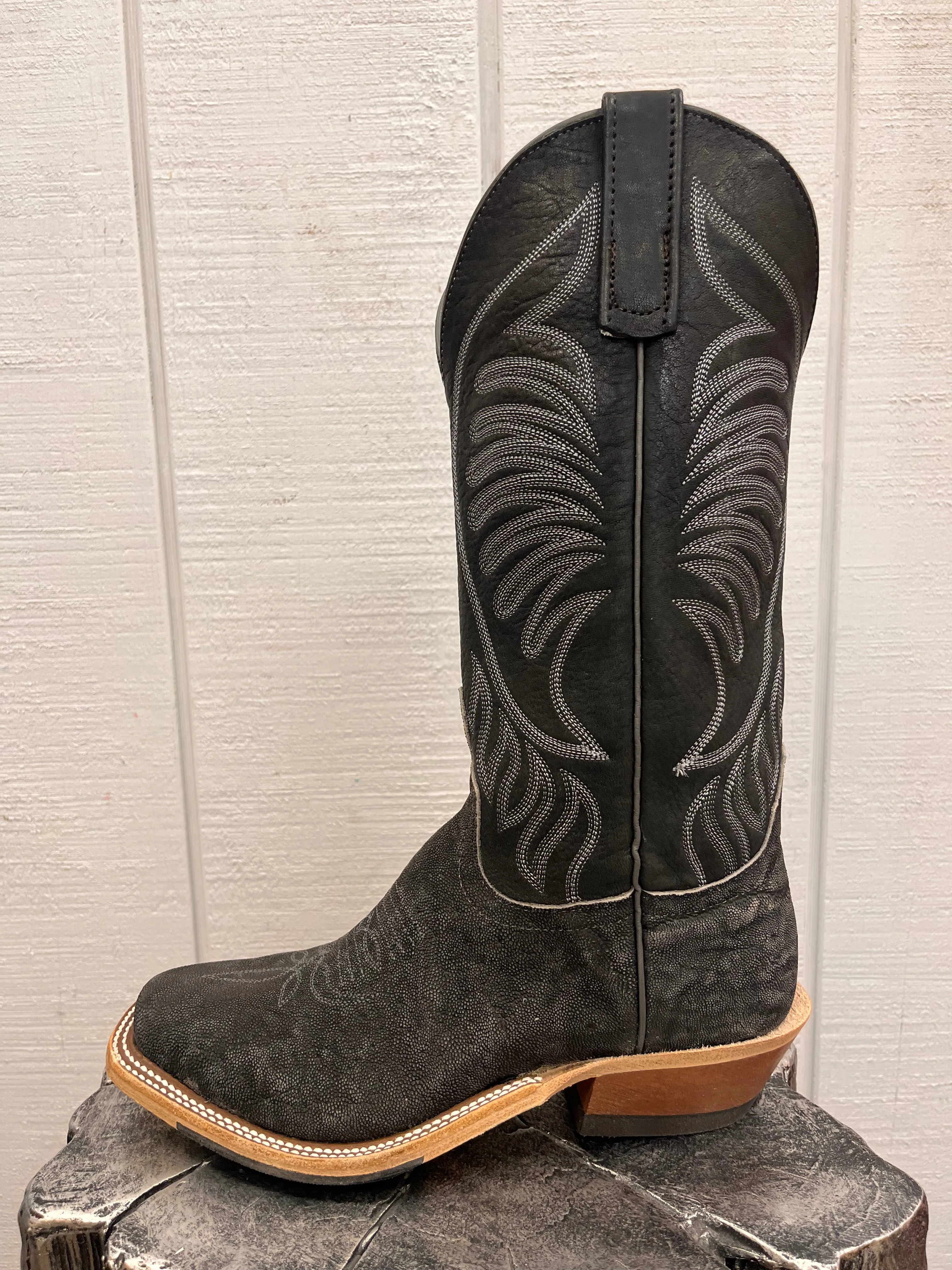 Anderson Bean Men's Granite Grey Safari Elephant Cutter Toe Cowboy Boots 338109
