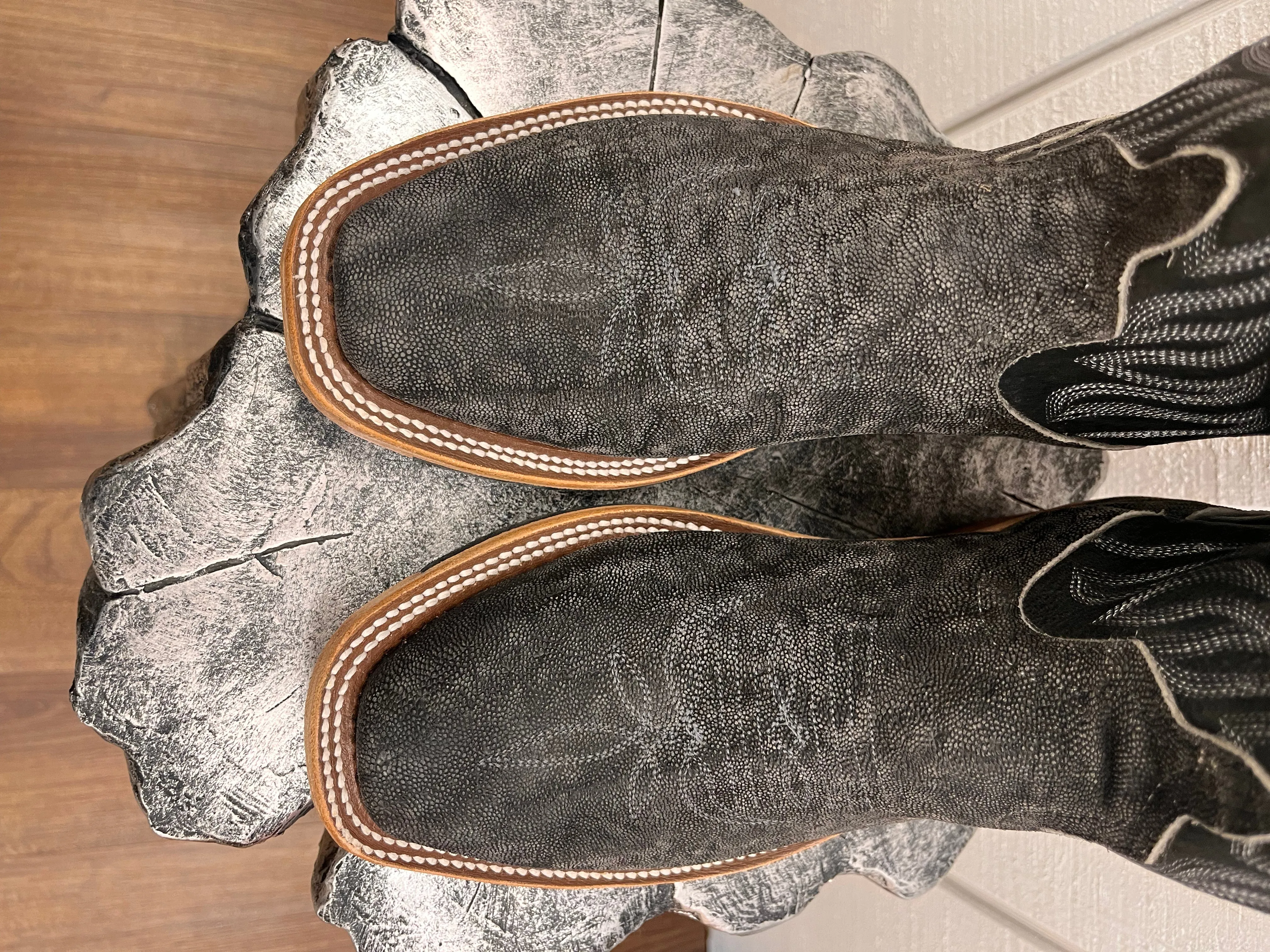Anderson Bean Men's Granite Grey Safari Elephant Cutter Toe Cowboy Boots 338109