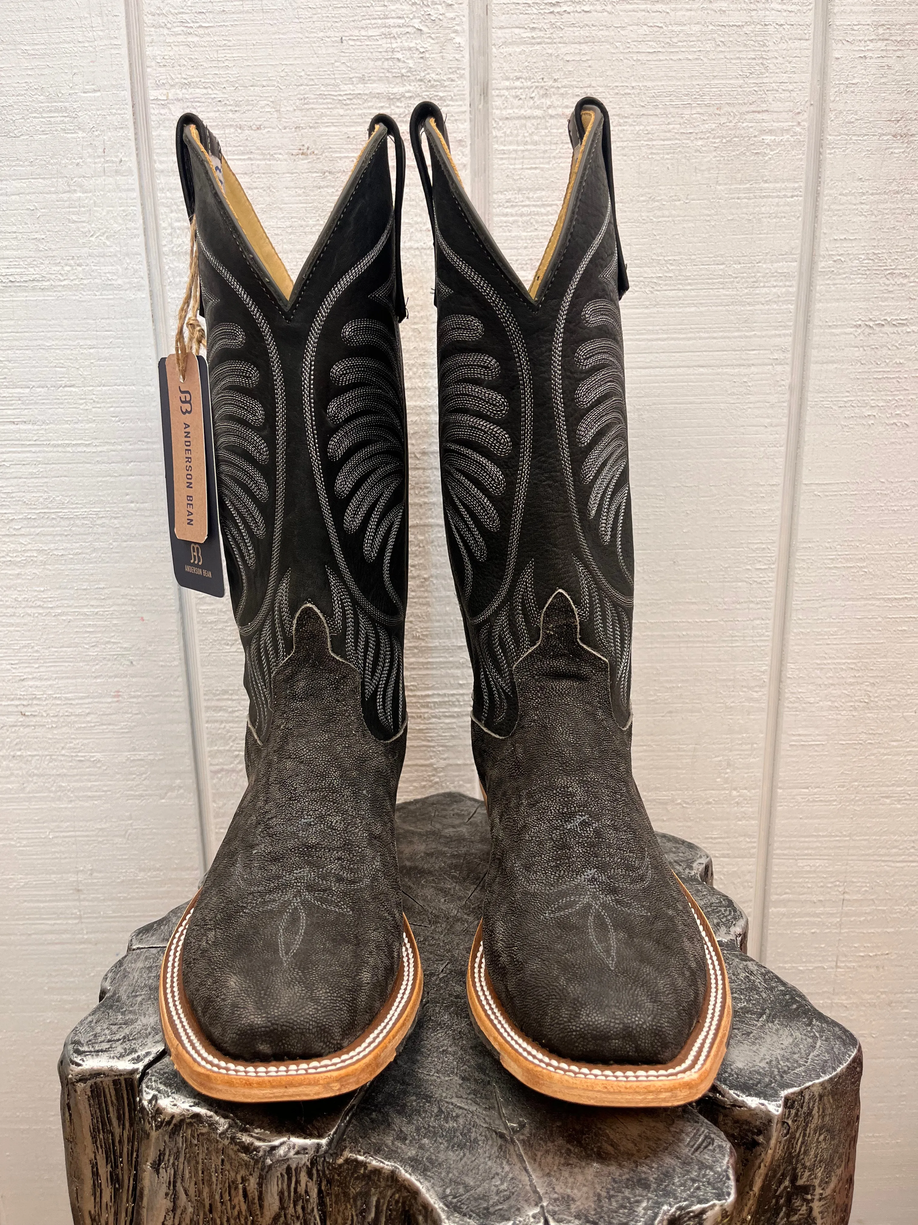 Anderson Bean Men's Granite Grey Safari Elephant Cutter Toe Cowboy Boots 338109