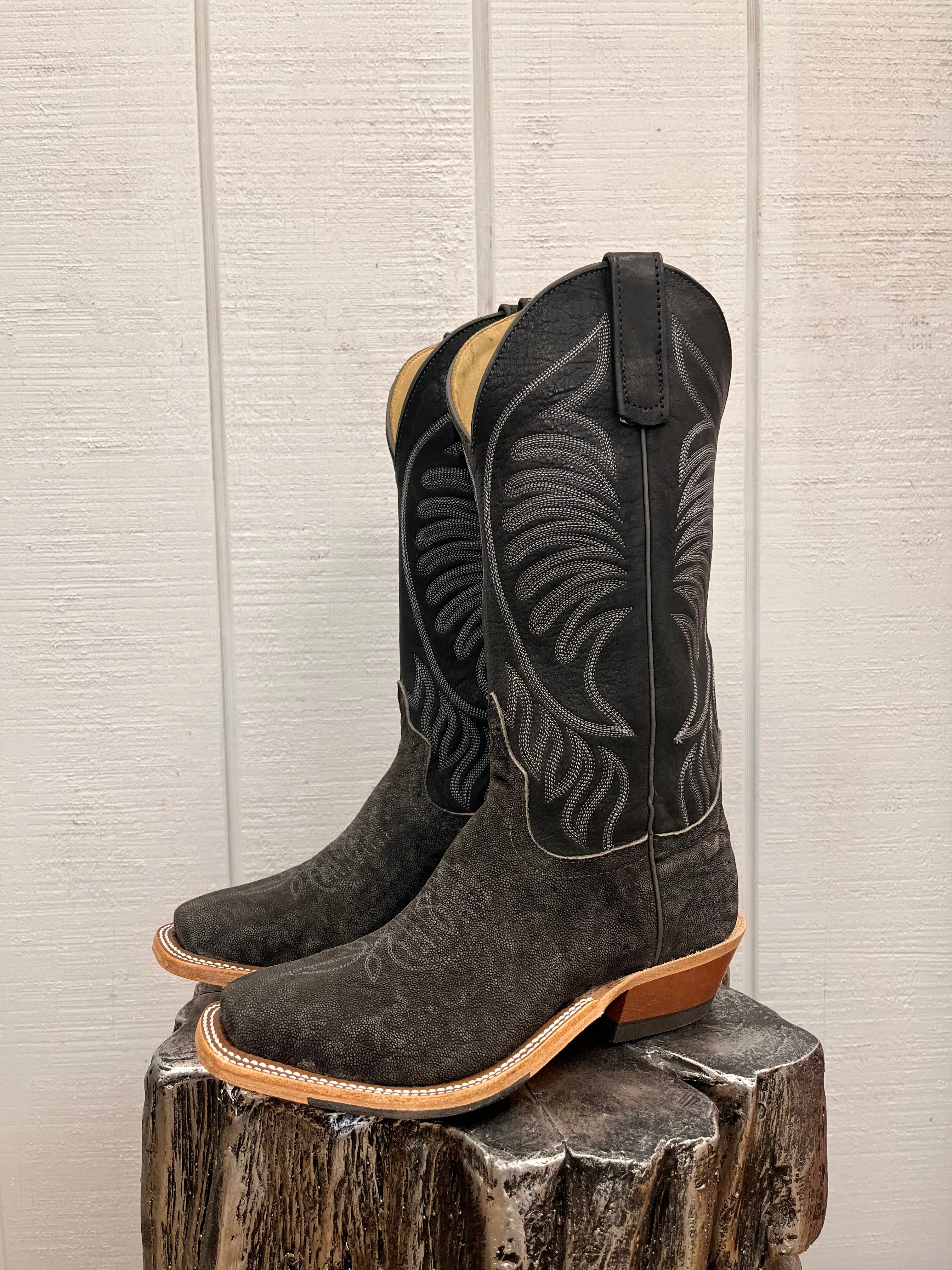 Anderson Bean Men's Granite Grey Safari Elephant Cutter Toe Cowboy Boots 338109