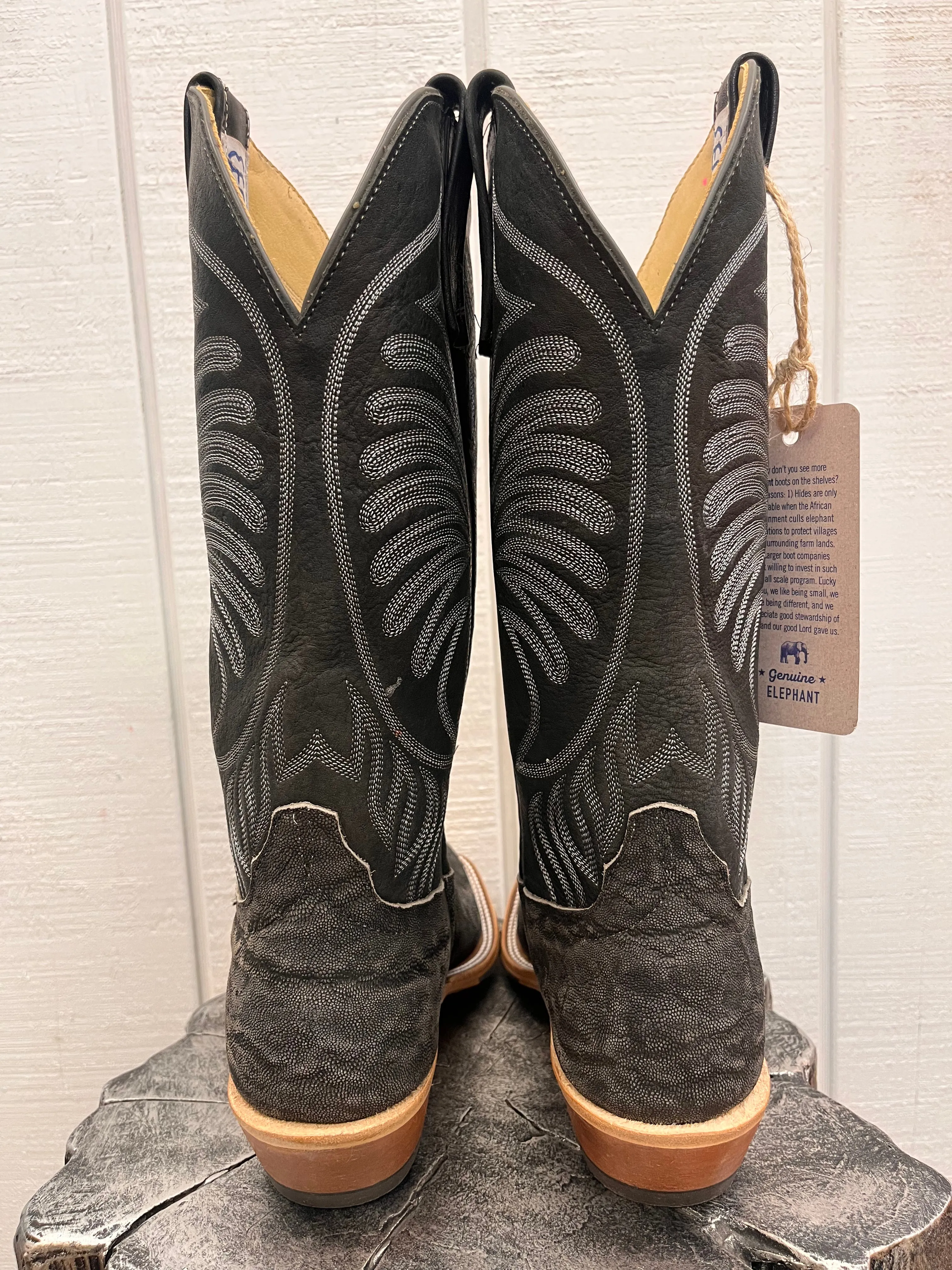 Anderson Bean Men's Granite Grey Safari Elephant Cutter Toe Cowboy Boots 338109