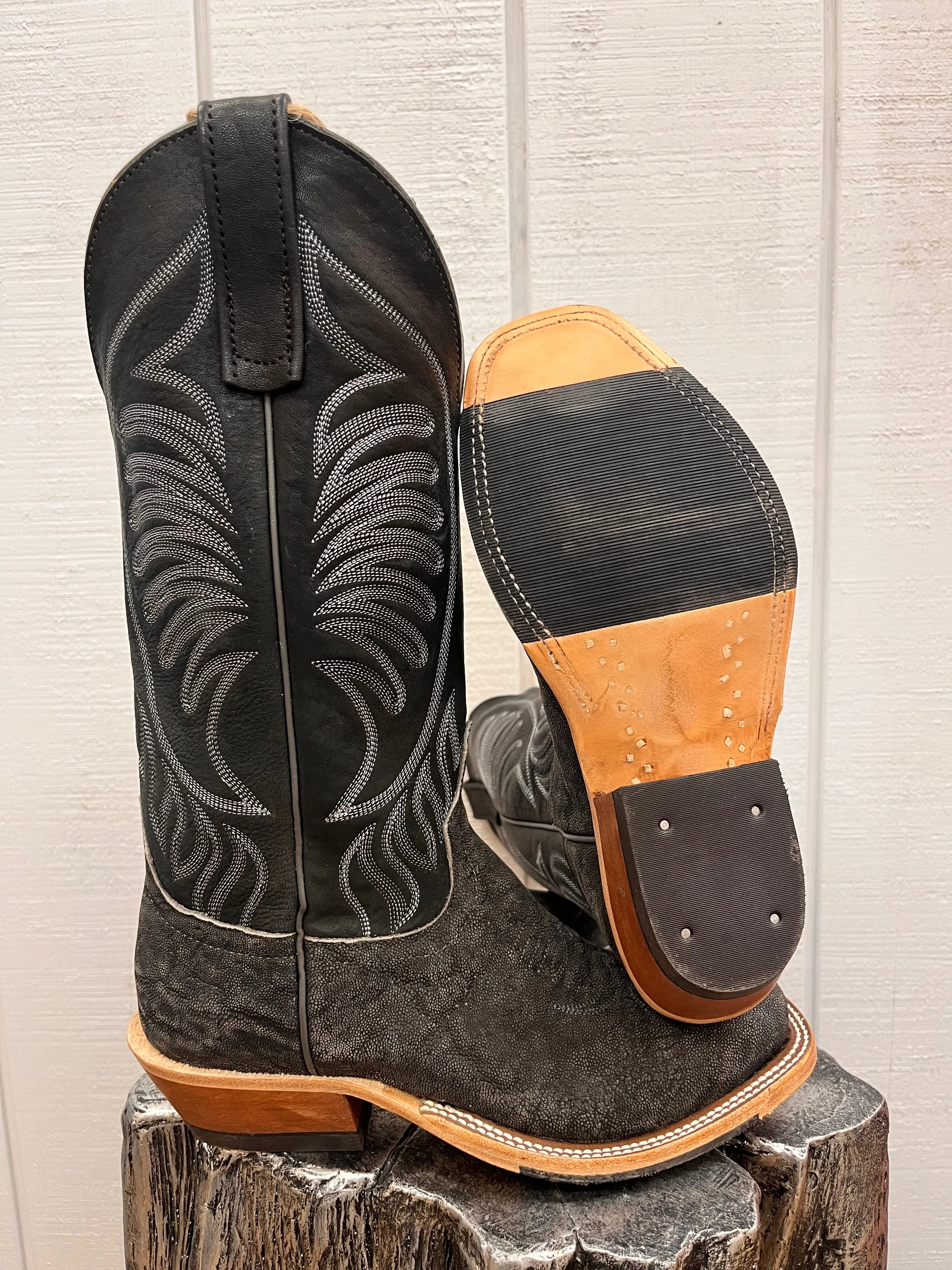 Anderson Bean Men's Granite Grey Safari Elephant Cutter Toe Cowboy Boots 338109