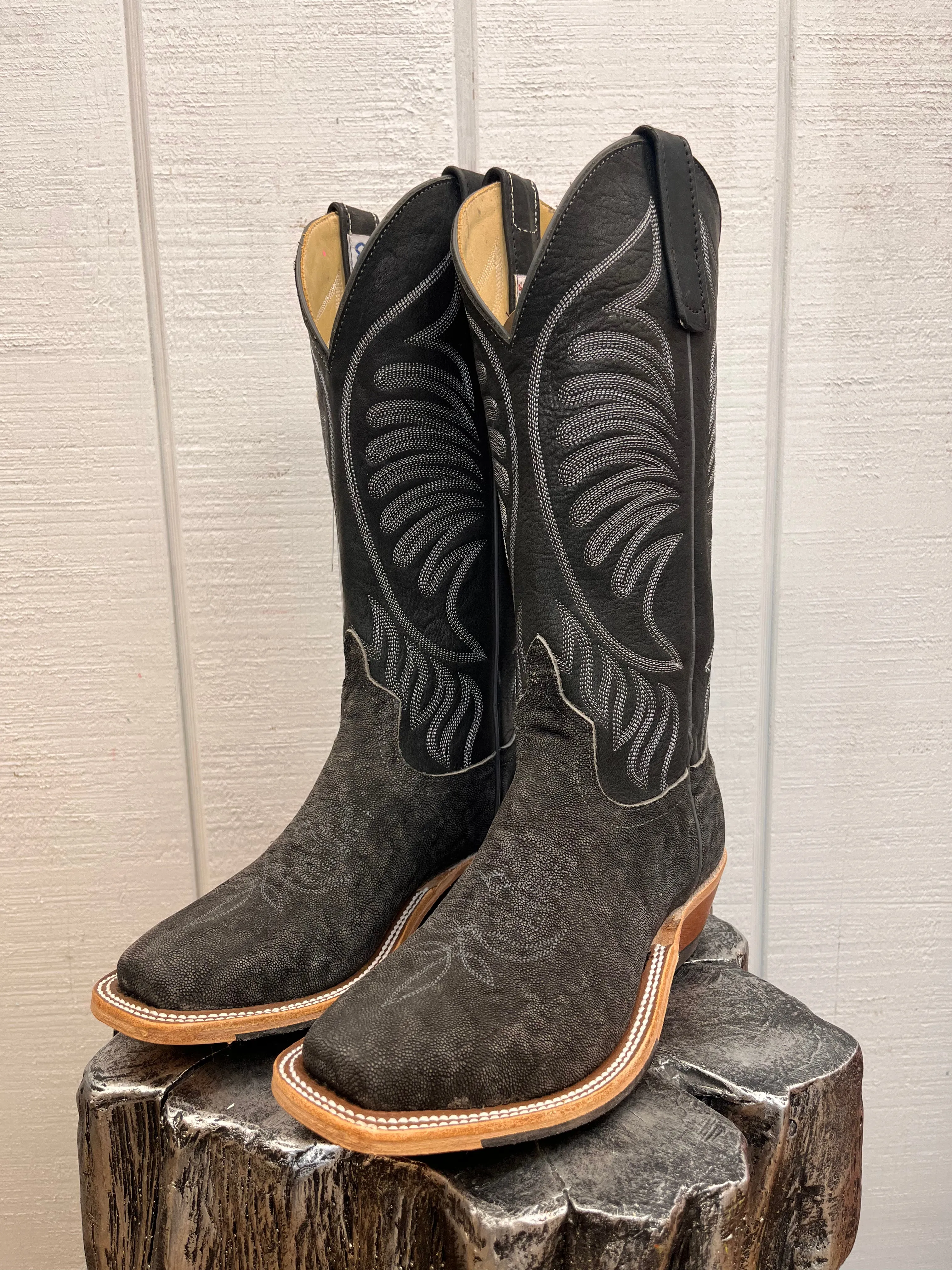 Anderson Bean Men's Granite Grey Safari Elephant Cutter Toe Cowboy Boots 338109