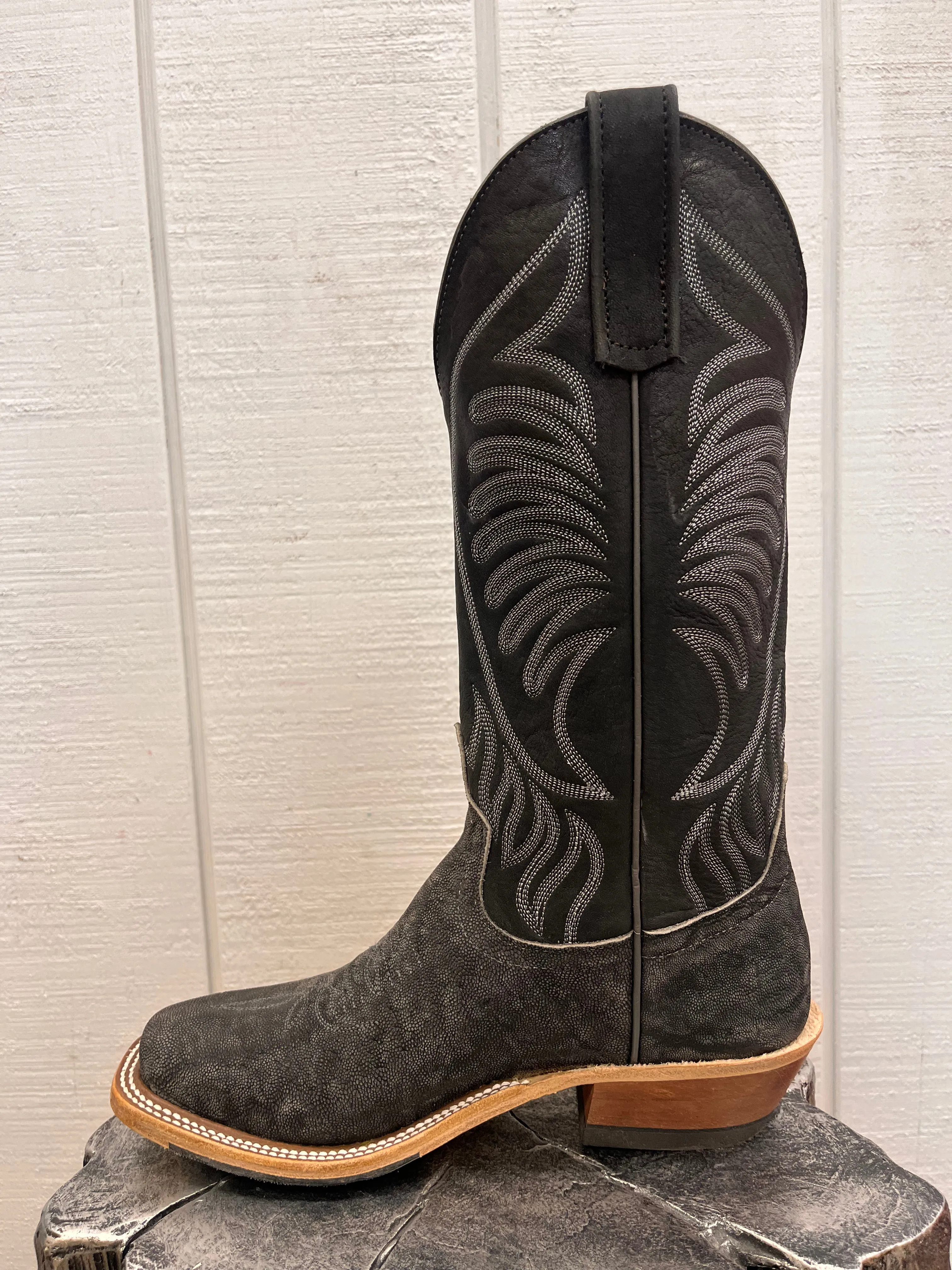 Anderson Bean Men's Granite Grey Safari Elephant Cutter Toe Cowboy Boots 338109