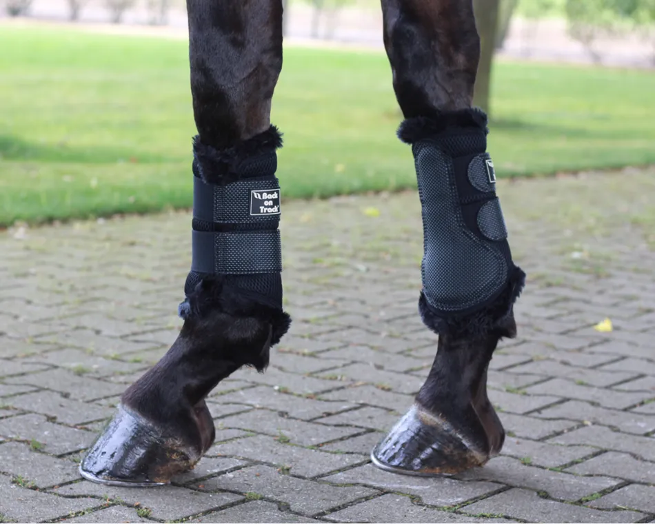 Back on Track 3D Mesh Splint Brush Boots w/ Faux Fur- Black