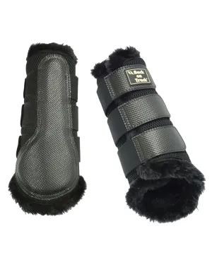Back on Track 3D Mesh Splint Brush Boots w/ Faux Fur- Black