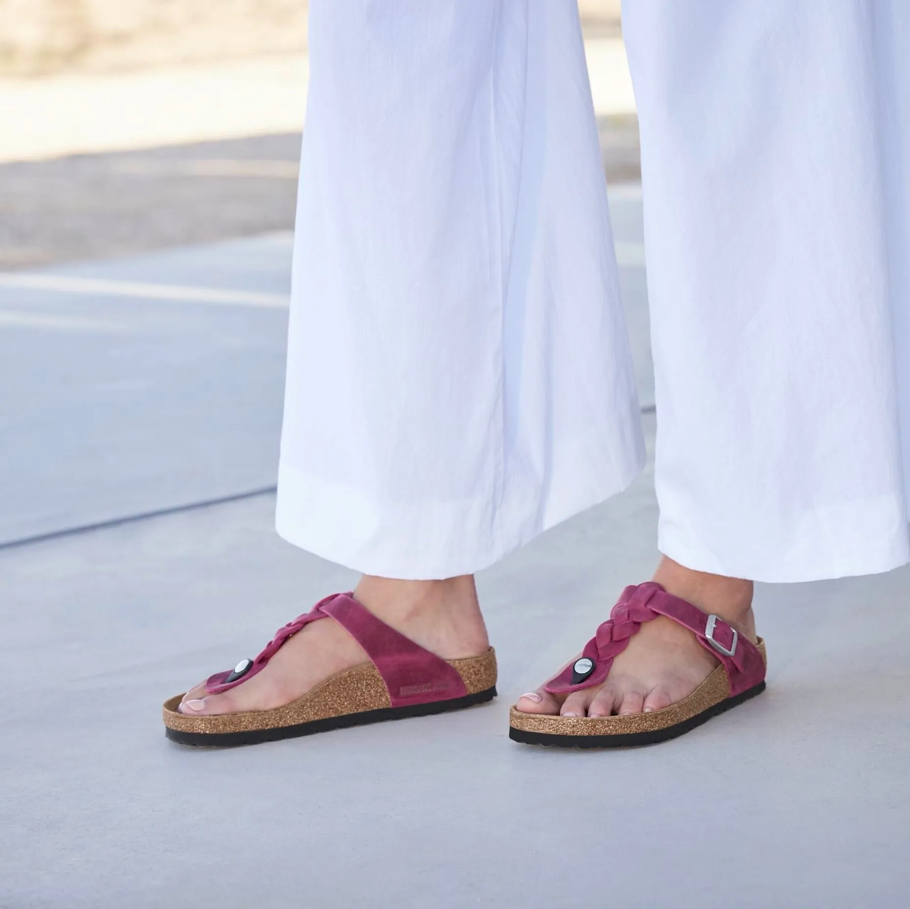 Birkenstock Gizeh Braid festival fuchsia oiled leather