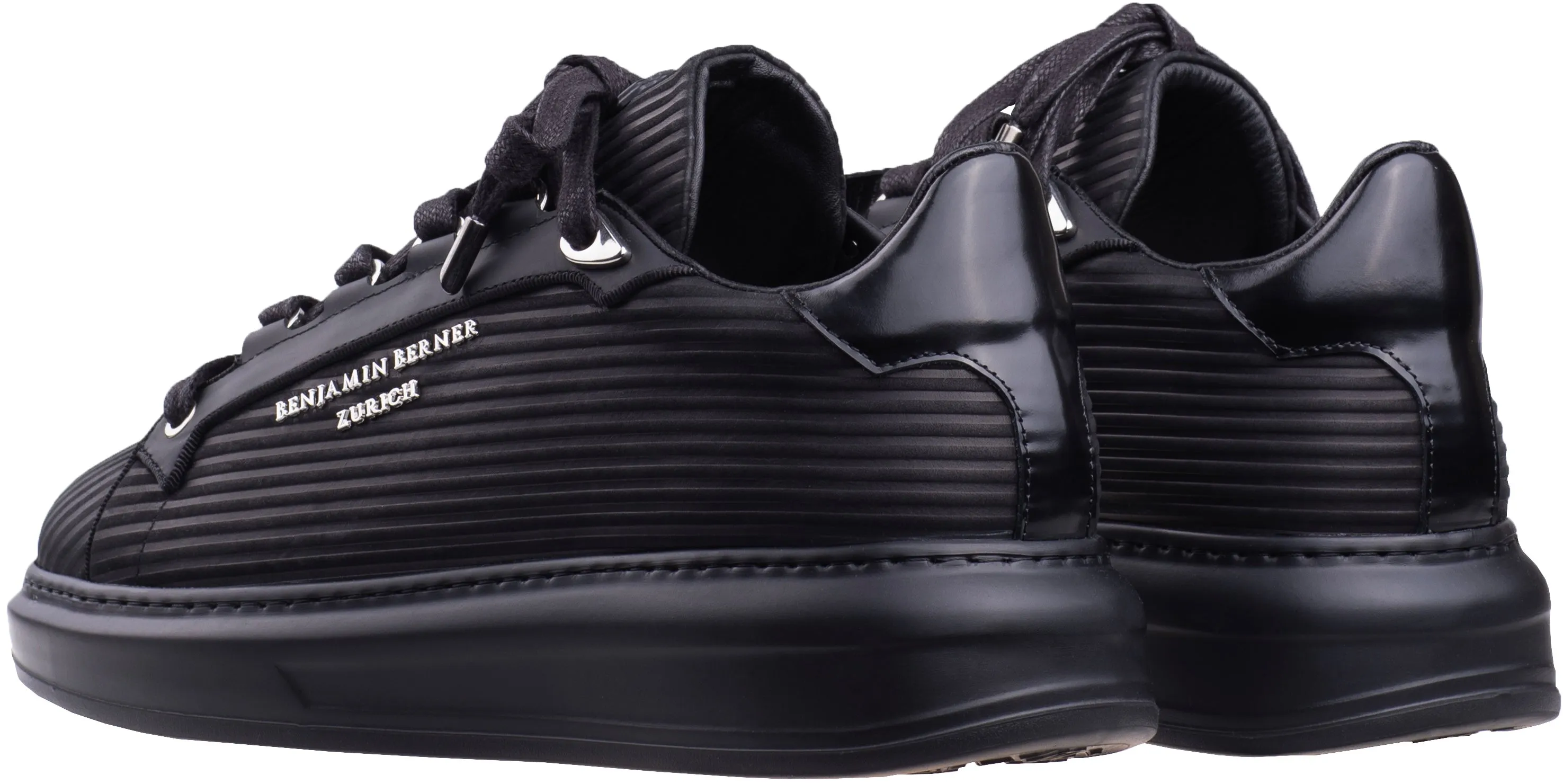 BNJ ACHILLE ALL BLACK 3D STRIPED  NUBUCK