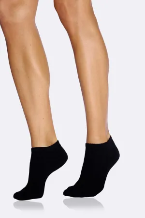 Boody Bamboo Women's Cushioned Sports Trainer Sock in Black, Size 3-7