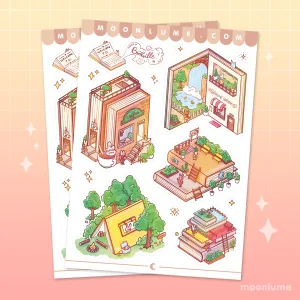 Bookville, Town of Books - matte vinyl sticker sheet