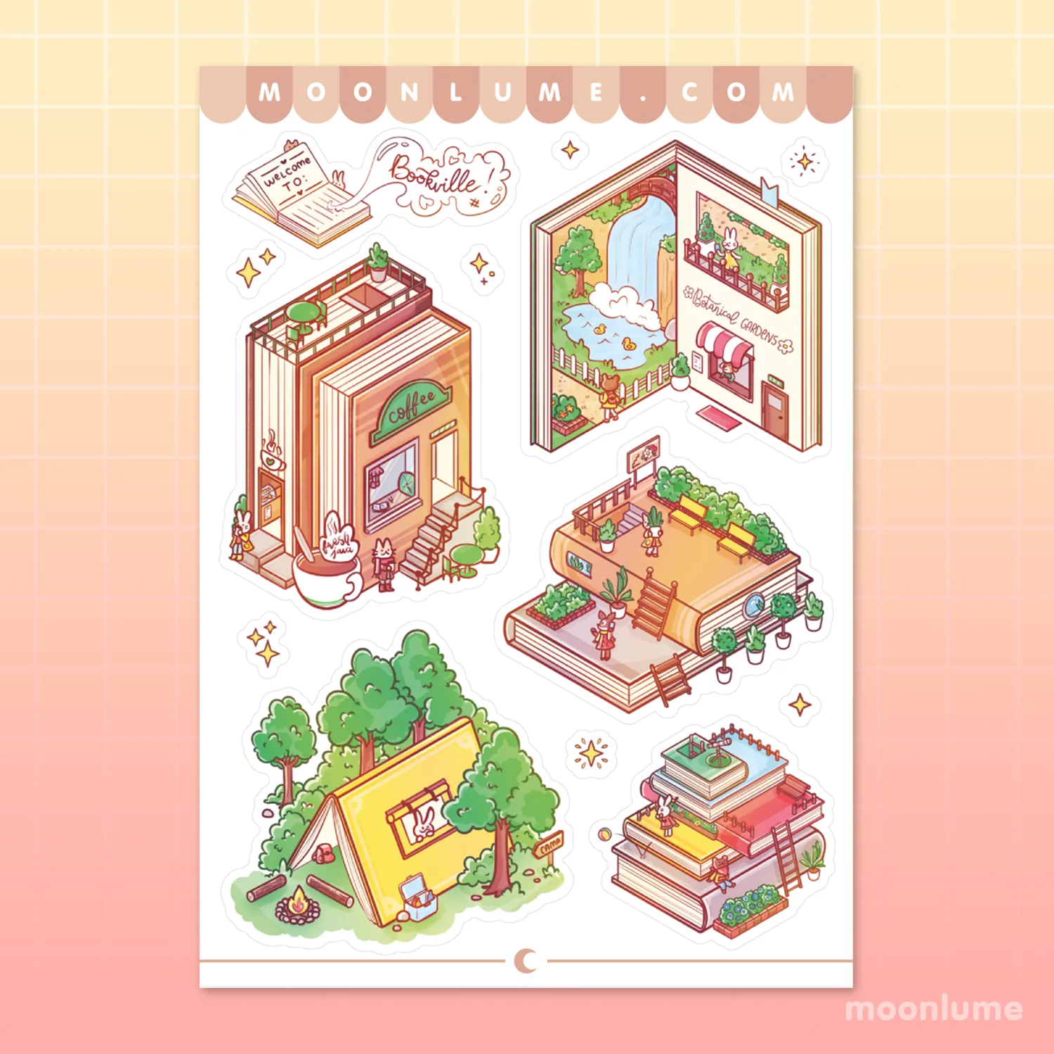 Bookville, Town of Books - matte vinyl sticker sheet