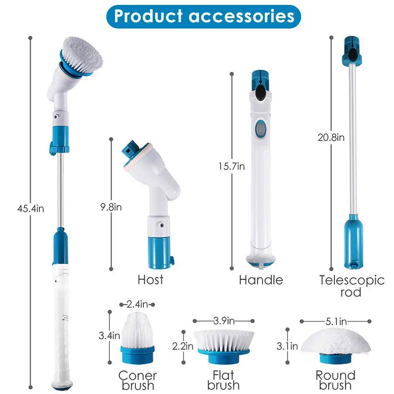 Brand new in damaged box 7 Piece Cordless Rechargeable Multi-Purpose Power Scrubber! The easy way to Scrub!