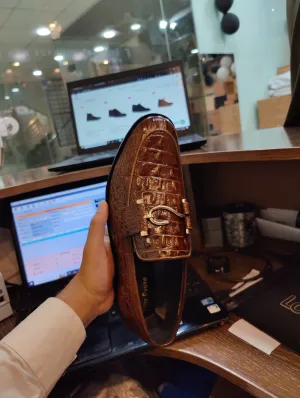 Brown Sovereign Crocodile S-Buckle Loafer