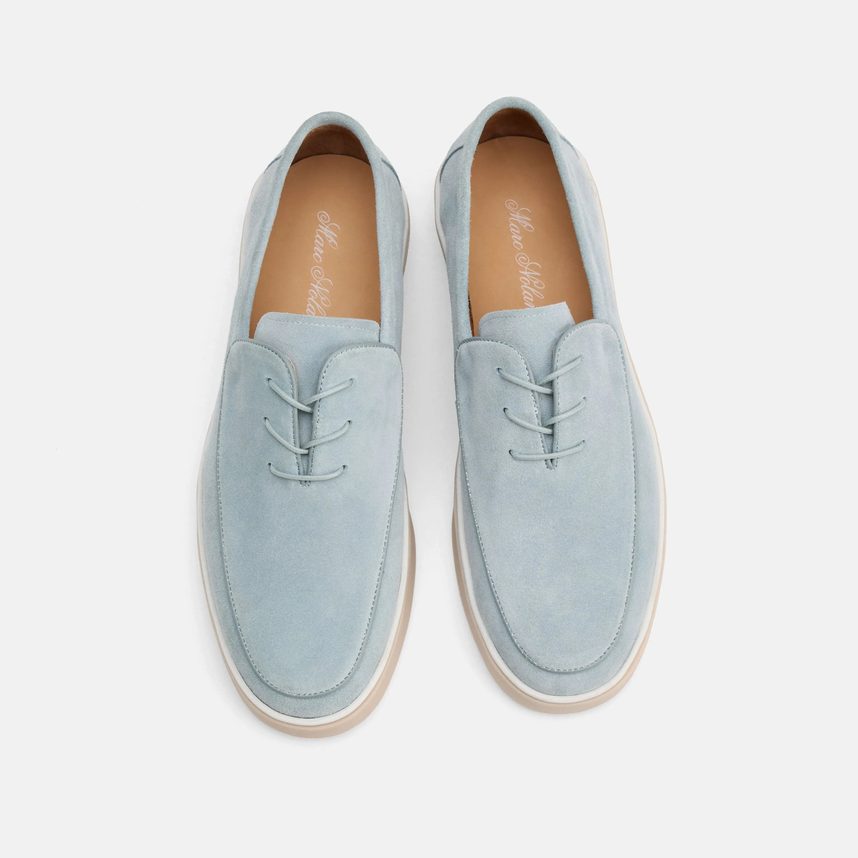 Cannes Sky Blue Suede Lace-Up Sneakers