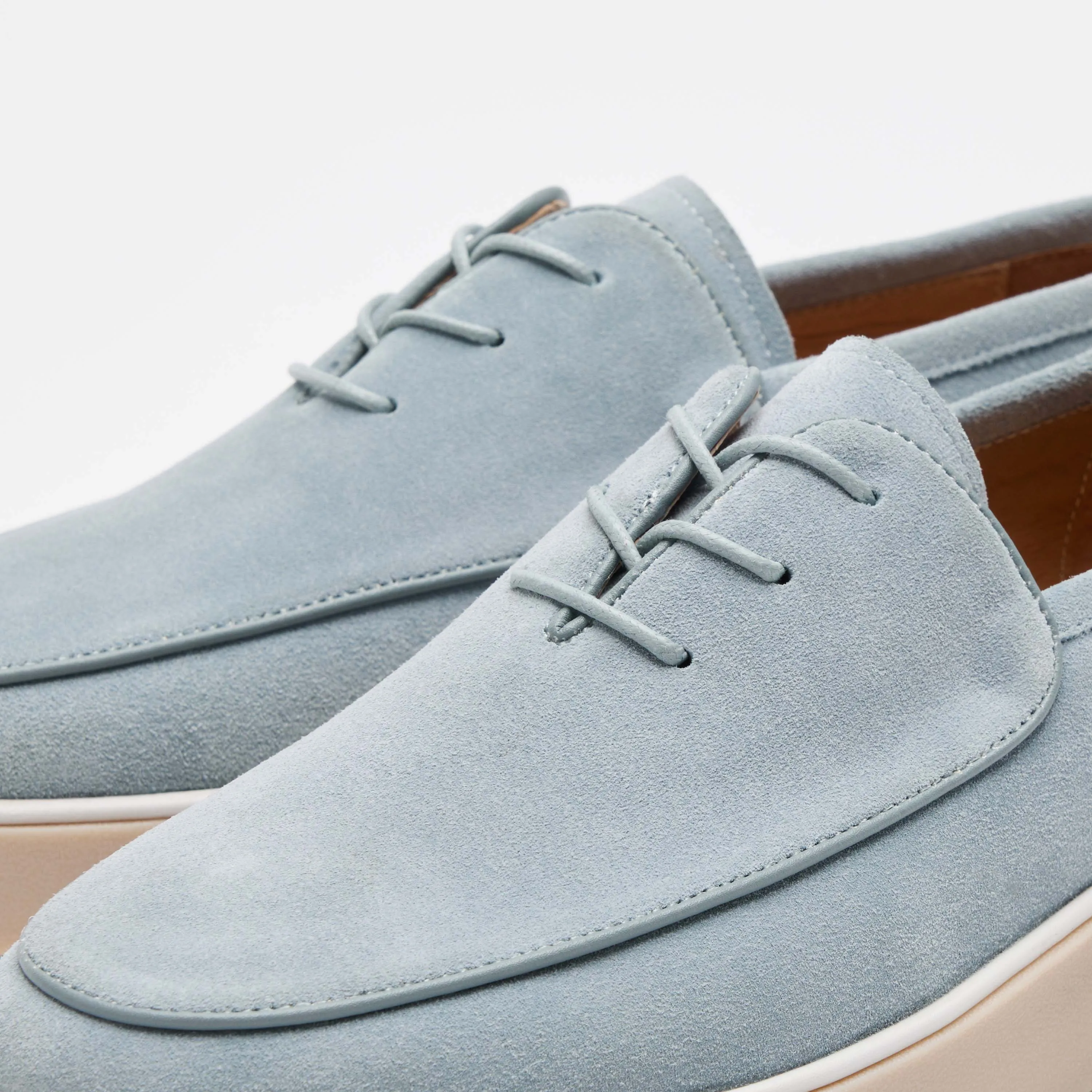 Cannes Sky Blue Suede Lace-Up Sneakers