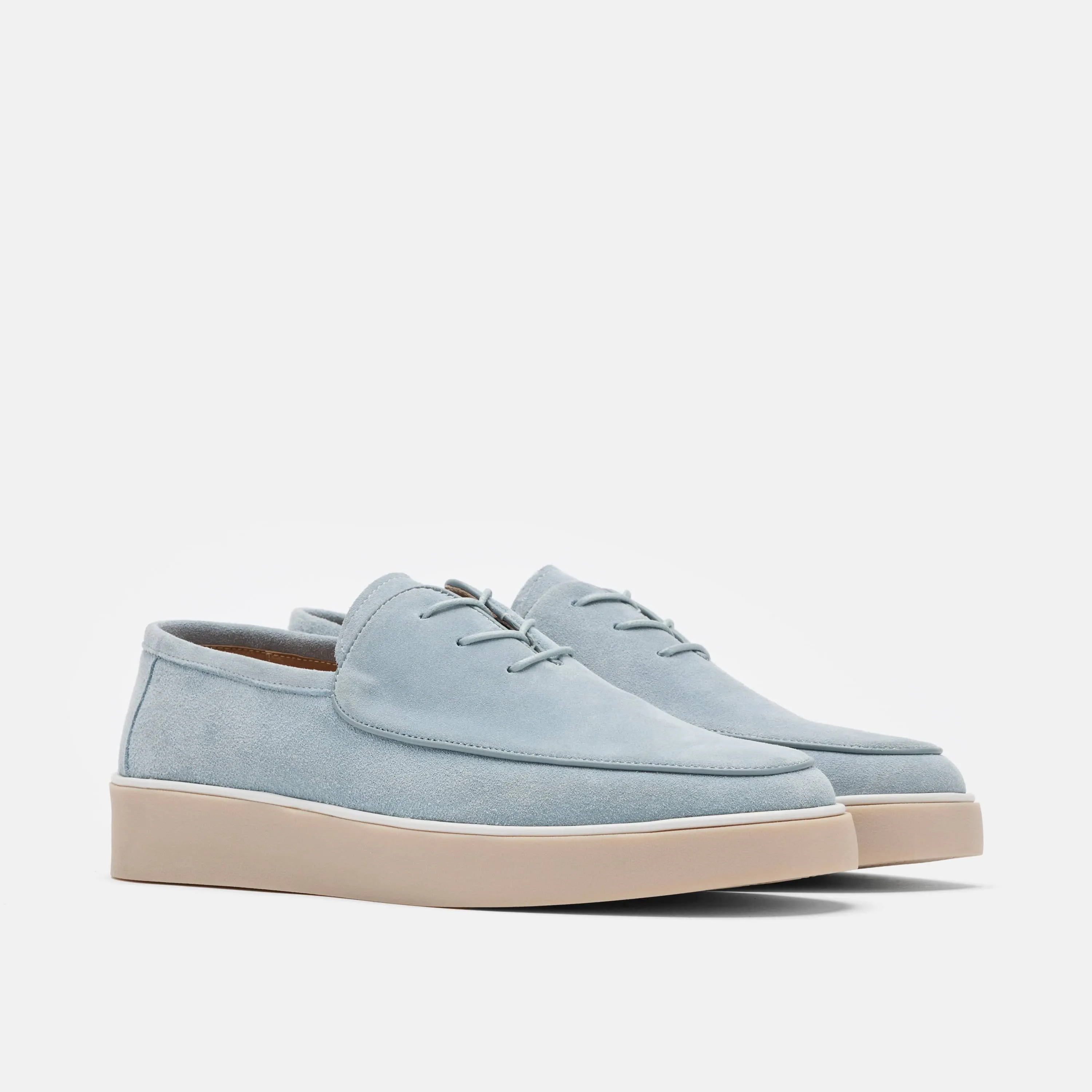 Cannes Sky Blue Suede Lace-Up Sneakers
