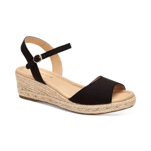 Charter Club Womens Luchia Open Toe Buckle Wedge Sandals Black 9.5 Medium