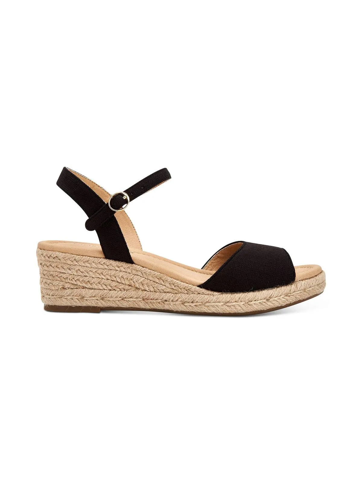 Charter Club Womens Luchia Open Toe Buckle Wedge Sandals Black 9.5 Medium
