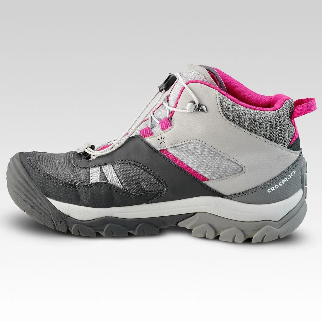 Chaussures  imperméables de randonnée enfant lacet crossrock mid grises 35-38