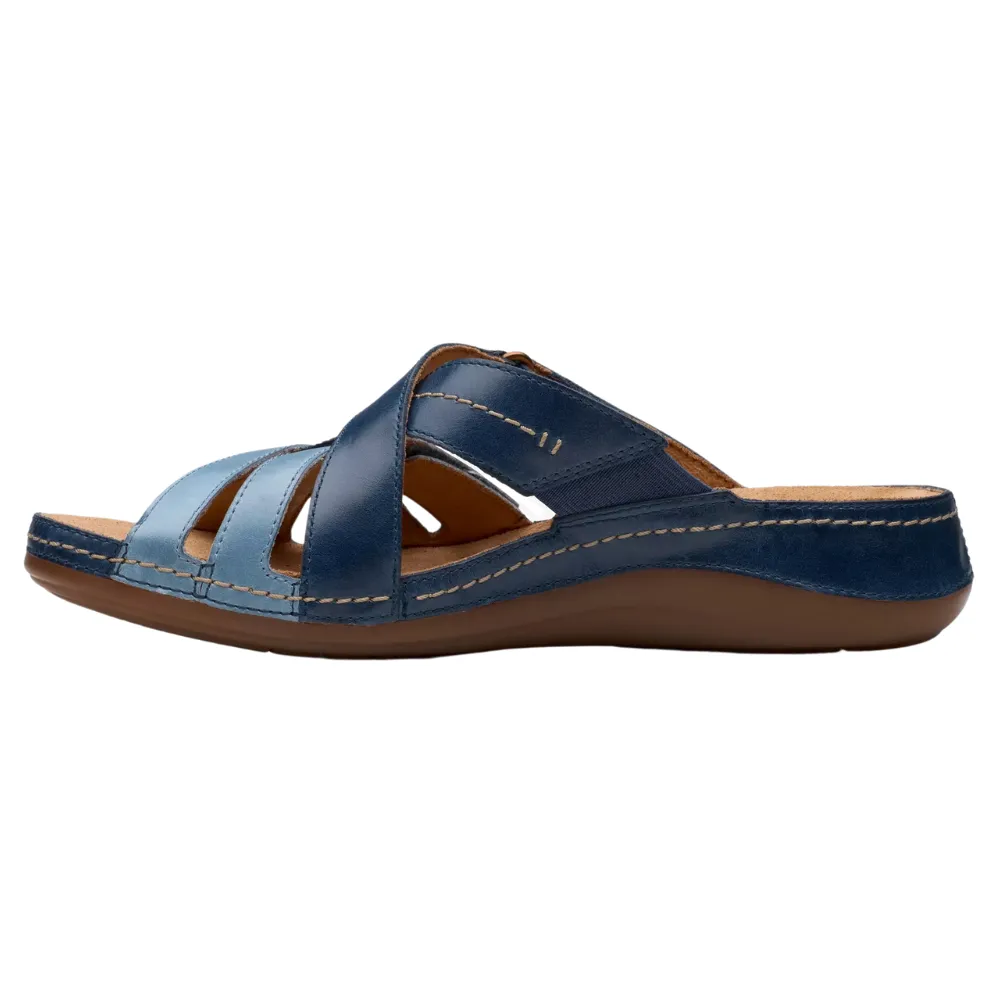 Clarks Cecily Slide Blue Combination Sandal (Women's)