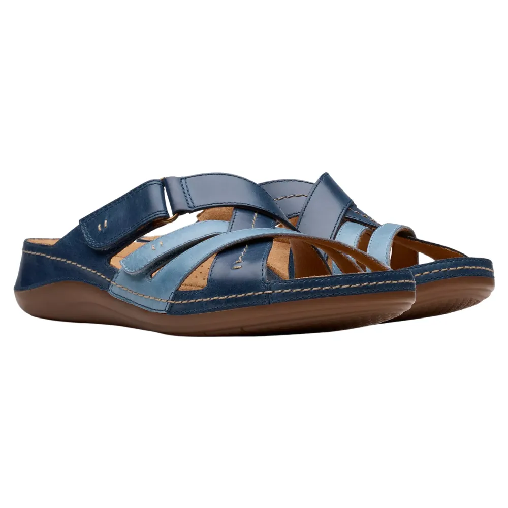 Clarks Cecily Slide Blue Combination Sandal (Women's)