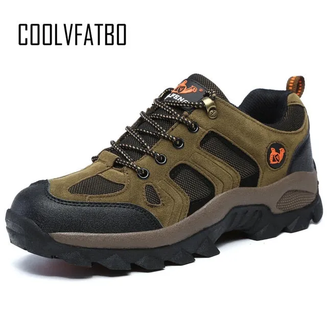 COOLVFATBO Military Tactical Boots For Men Leather Outdoors Round Toe Sneakers